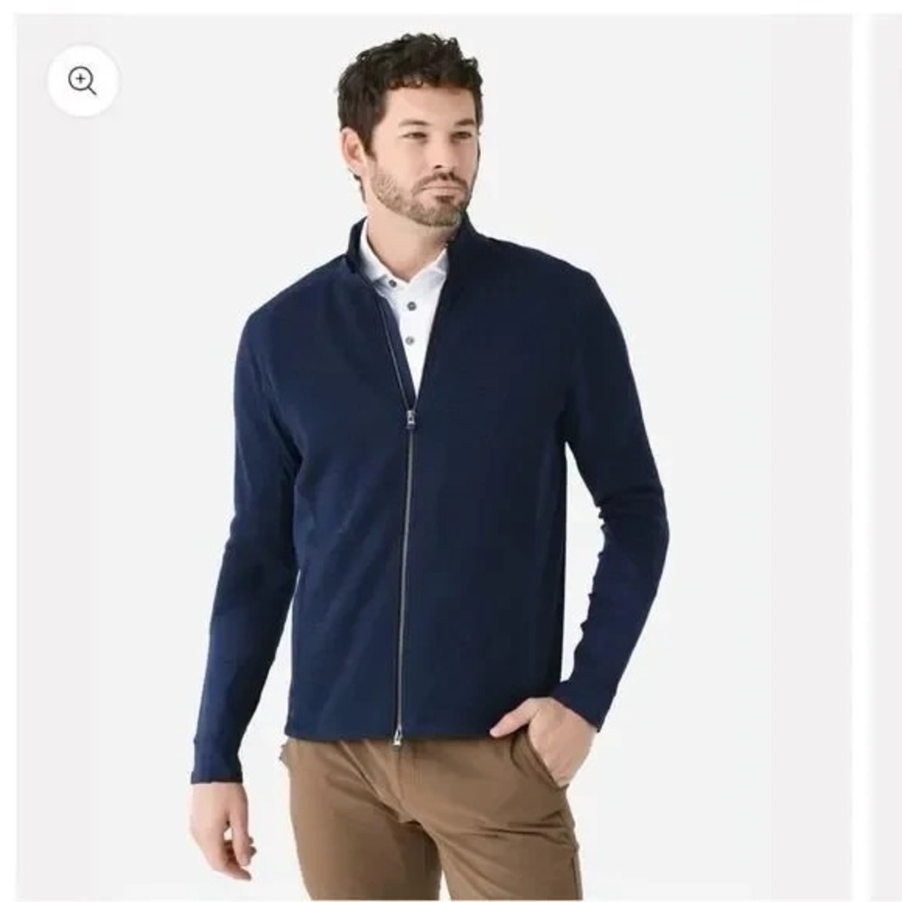 GREYSON Men's Sequoia Wool Blend Full-Zip‎ Hybrid Luxe Golf Jacket Size L Navy